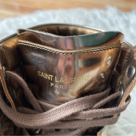 Saint Laurent SL/10H Signature Court Classic Metallic Leather High-Top Sneakers - Picture 6 of 12